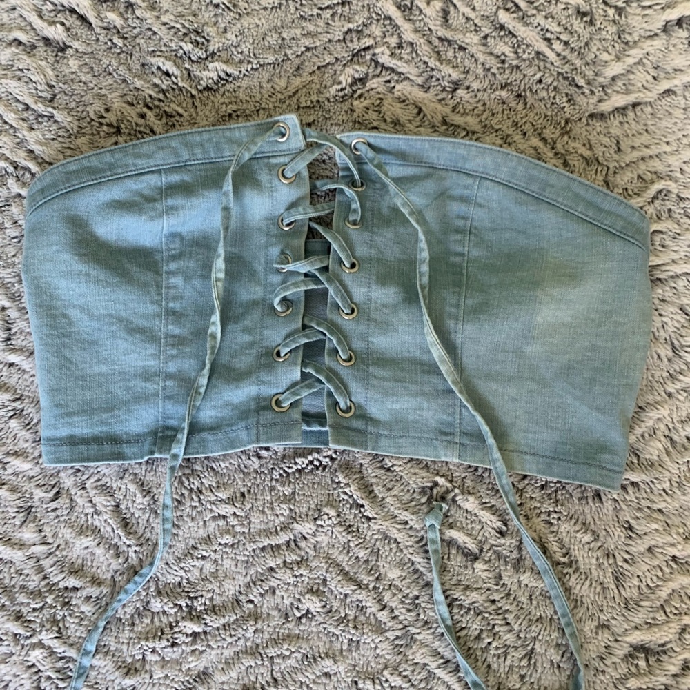Denim tie tube top!